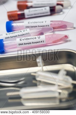 Hematological Analysis With Forensic Test Kit In A Murder In A Crime Lab, Conceptual Image