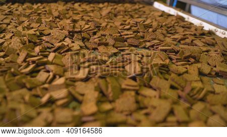Delicious Rusks In A Pile. Bread Rusks At The Factory.