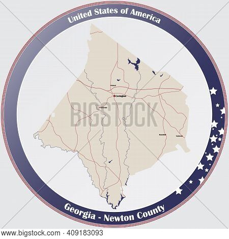 Large And Detailed Map Of Newton County In Georgia, Usa.