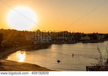 Russia, Crimea: September 2020: Bay Of Azov Sea, View Of Cape Kazantip