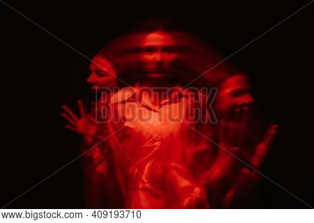 Blurry Female Portrait Of A Psychotic With Bipolar And Schizophrenic Disorders