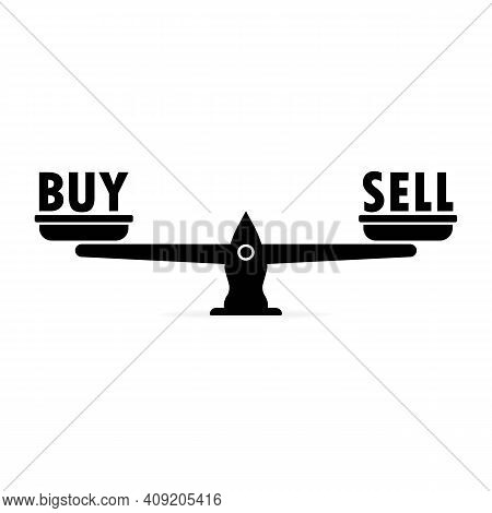 Buy And Sell Scale Icon. Concept Of Choosing The Right And Wrong Decision Or Trading. Vector Eps 10.