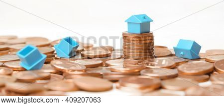 Falling Real Estate Collapsed House Property Risk Investment Crash Home. Success Real Estate Competi