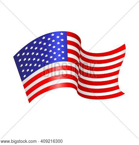 U.s. Flag. Vector Illustration With The Flag Of The United States Of America Flying Isolated On A Wh