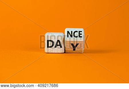 International Dance Day Symbol. Turned The Cube With Words 'dance Day'. Beautiful Orange Table, Oran