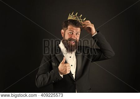 Thumb Up For Success. Party King. Be Vip Client. Premium User Concept. Reward For Business Success. 