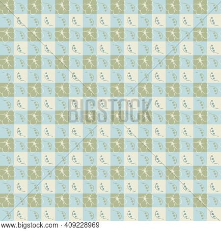 Gingham Cottagecore Seamless Vector Pattern With Flowers And Butterflies. Surface Print Design For F