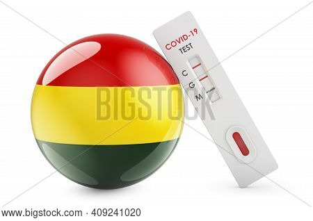 Diagnostic Test For Coronavirus In Bolivia. Antibody Test Covid-19 With Bolivian Flag, 3d Rendering 
