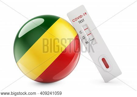 Diagnostic Test For Coronavirus In Congo. Antibody Test Covid-19 With Congo Flag, 3d Rendering Isola