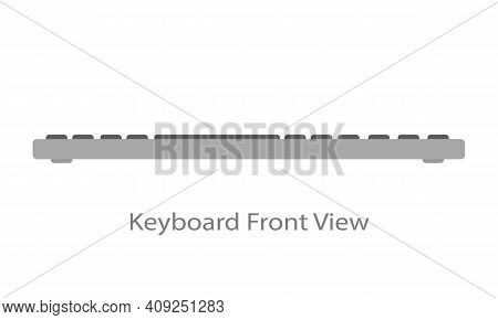 The Computer Keyboard Is Light, Front View, With Gray Buttons. A Modern Image Of A Computer Keyboard