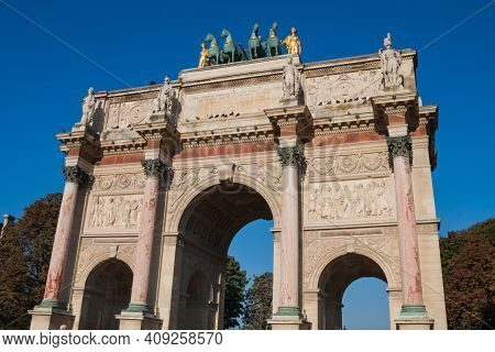 Arc De Triomphe Du Carrousel (triumphal Arch At Carrousel Place) Monument Is A Tribute To Napoleon's