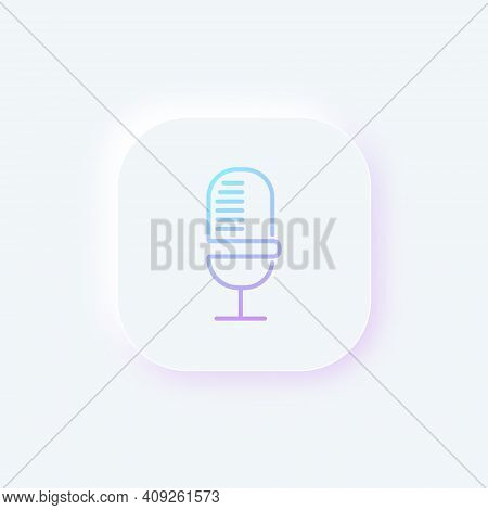 Microphone Button In Neumorphism Style For Ui, Ux Design And Mobile App. Mic Icon. Stock Vector Illu