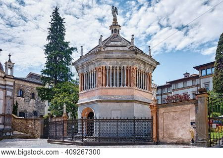 Baptistery Of The Bergamo.the Octagonal Baptistery, Constructed In 1340 By Giovanni Da Campione For 