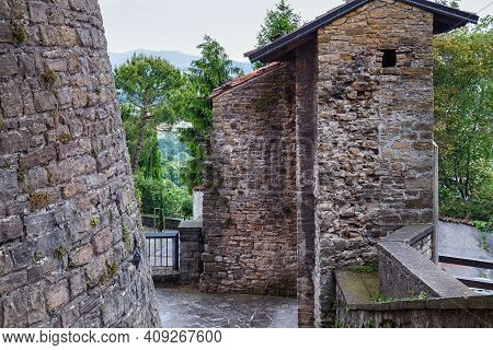 View Of The Ancient Walls Of The Fortress Of Bergamo (rocca Di Bergamo In Italian). Construction 133