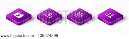 Set Isometric Locked Package, Placeholder On Map, Verification Of Delivery List And This Side Up Ico