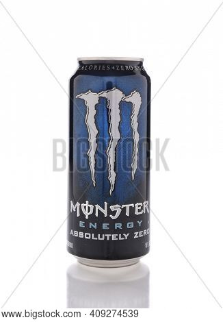 IRVINE, CA - January 13, 2017: A can of Monster Energy Absolutely Zero. Introduced in 2002 Monster now has over 30 different drinks with high a caffeine content.