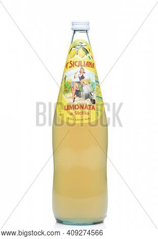 IRVINE, CALIFORNIA - DEC 4, 2018: Bottle of A Siciliana Limonata. A carbonated lemon soda from Italy.