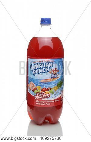 IRVINE, CA - JANUARY 4, 2018: Hawaiian Punch. Made with natural fruit juices and flavors, including pineapple, passion fruit, papaya and guava.
