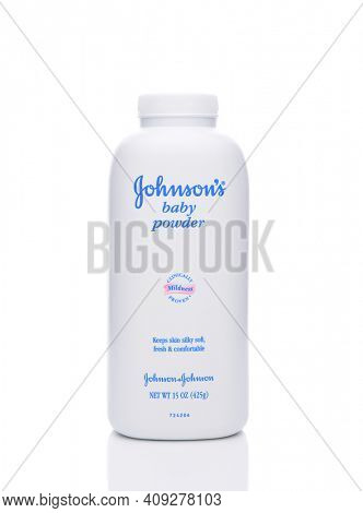 IRVINE, CALIFORNIA - JANUARY 22, 2017: Johnsons Baby Powder. The scent of Johnsons Baby Powder, for many Americans is associated with the smell of the baby itself. 