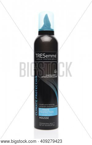 IRVINE, CALIFORNIA - AUGUST 20, 2019: A can of TRESemme Climate Protection Mousse.