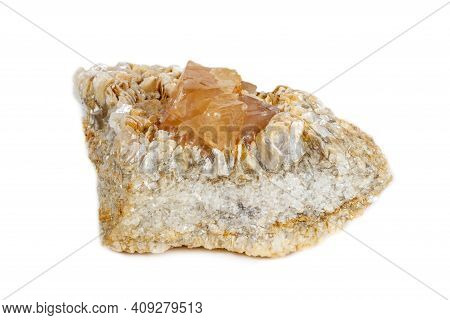 Macro Mineral Stone  Scheelite On A White Background