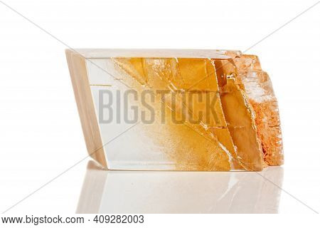 Macro Mineral Stone Calcite On A White Background