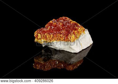 Macro Mineral Stone Orpiment On Black Background