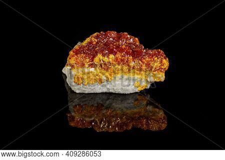 Macro Mineral Stone Orpiment On Black Background