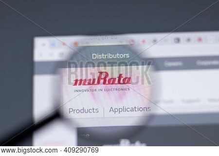 New York, Usa - 17 February 2021: Murata Manufacturing Logo Close Up On Website Page, Illustrative E