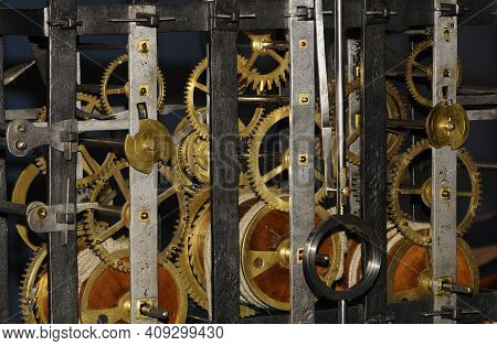 Mechanical Clockwork With Gear And Cogwheel