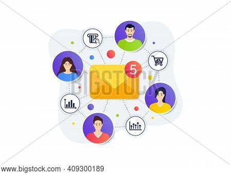 Credit Card, Diagram Graph And Internet Shopping Icons Simple Set. Teamwork Messages Banner. Employe