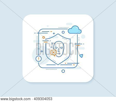 Face Declined Line Icon. Abstract Vector Button. Human Profile Sign. Facial Identification Error Sym