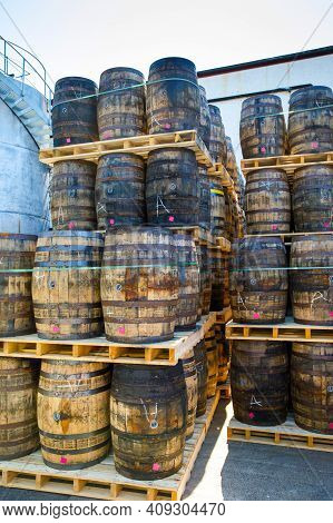 Bushmills, Ireland - July 7, 2019: Interior And Bar Of Old Bushmills Distillery, County Antrim, Nort
