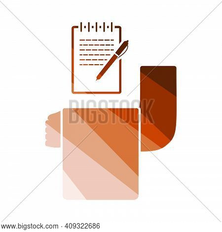 Waiter Take Oder Icon. Flat Color Ladder Design. Vector Illustration.