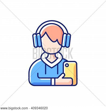 Teenage Boy Rgb Color Icon. Male Teenager. Adolescence. Emotional Development. School Stress, Peer P