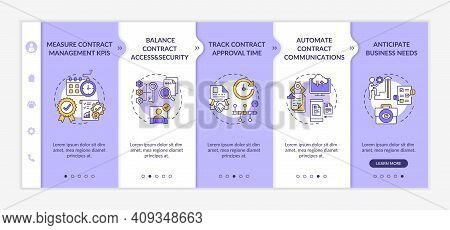 Efficient Contract Management Tips Onboarding Vector Template. Measure Contract Management Kpis. Res