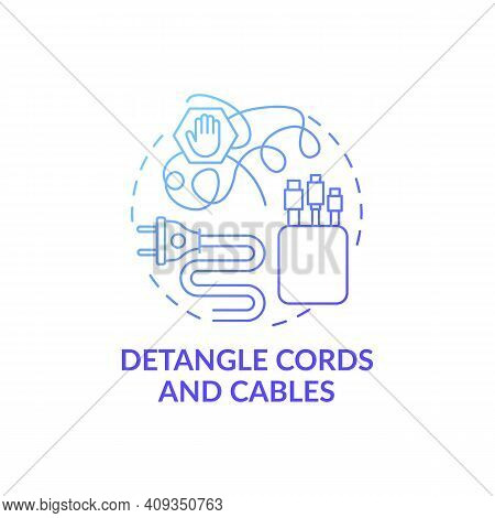 Detangle Cords And Cables Blue Gradient Concept Icon. Organzing Wires In Cable Boxes Idea Thin Line 