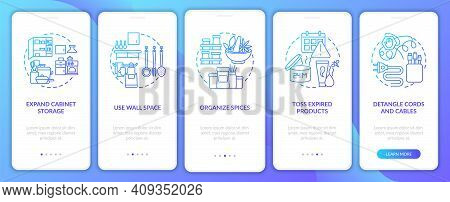 Decluttering Tips Onboarding Mobile App Page Screen With Concepts. Detangle Cords And Cables Walkthr