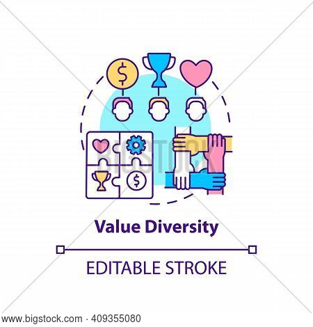 Value Diversity Concept Icon. Top Management Diversity Types. Differences Between People. Multicultu