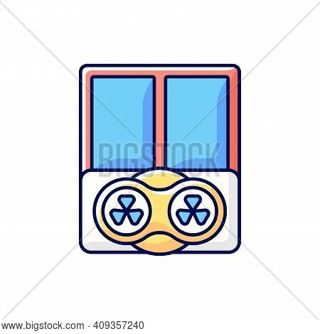 Window Fans Rgb Color Icon. Comfortable Temperatures Maintenance. Controlling Air Ventilation At Hom