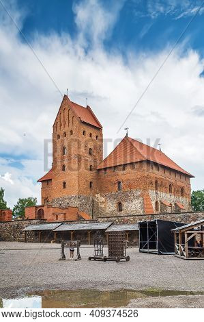 Trakai Island Castle Is An Island Castle Located In Trakai, Lithuania, On An Island In Lake Galve. C