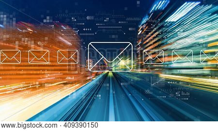 Email Concept With Abstract High Speed Technology Motion Blur