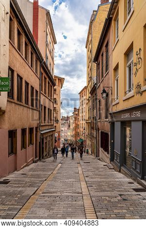 Lyon, France - Sep 28, 2020: Croix-rousse District At Lyon City, France In Europe