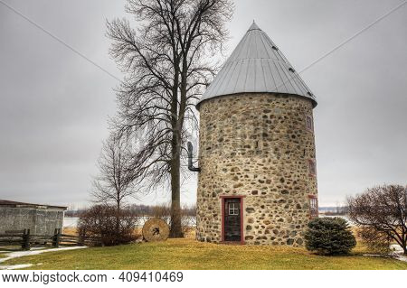 Quebec, Canada- March 14: The Moulin Chaput, A Stone Windmill From Quebec, Canada. Built 1742 On A F