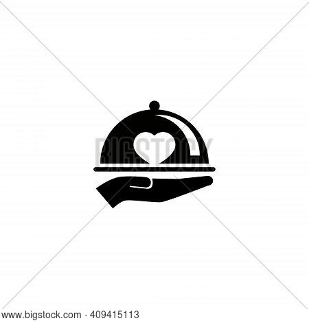 Tray And Heart Vector Illustration For A Foodie Icon Or Symbol. For The Logo Of Restaurants, Cafes A