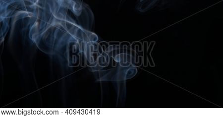 Burning Incense, White Smoke, Black Background, Used As A Worship Background Image, A Sacred Object 