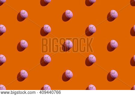 Easter Seamless Pattern. Cute Egg Art. Festive Decor. Holiday Gift Card. Abstract Background. Pink P