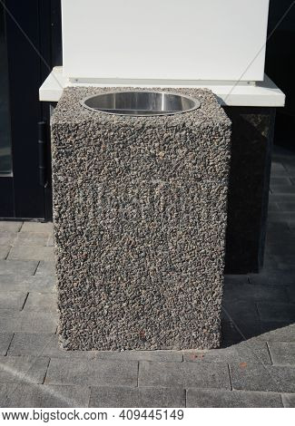 A Large, Massive Stone, Concrete Cigarette Ash Urn,  Ash-stand, Modern Cigarette Receptacle,  Butt B