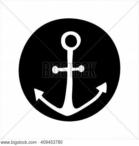 Anchor, Hand Drawn Isolated Vector Illustration In Black And White