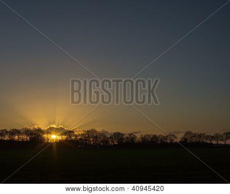 Vista al tramonto nella provincia di Drenthe, Paesi Bassi